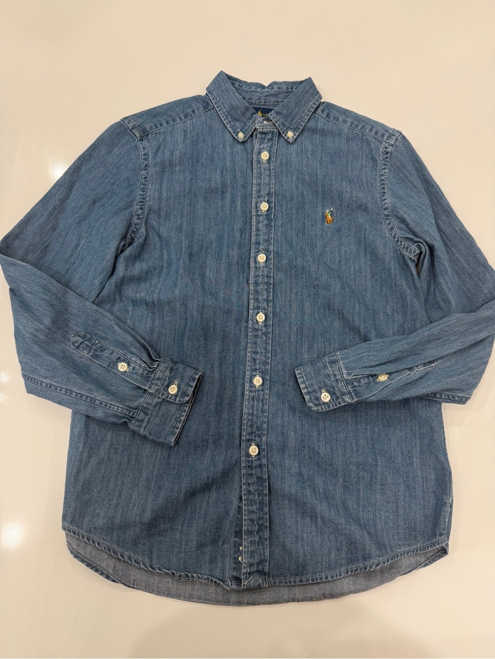 Ralph Lauren Boys Denim Button-Down Shirt - Light Blue